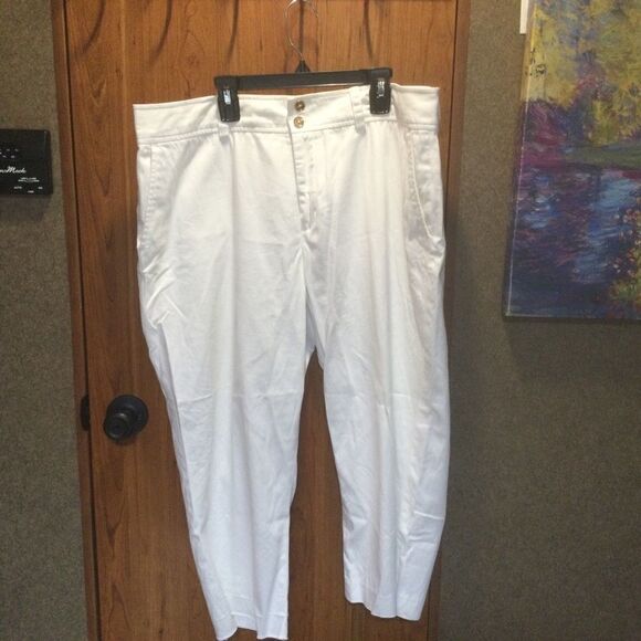 Chaps Ralph Loren White Cropped Slacks Sz 14 - Picture 6 of 11